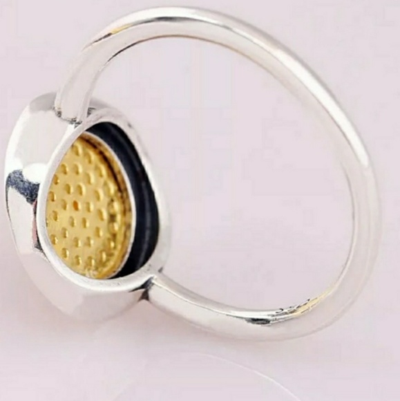 Two tone sterling silver pave ring. - Picture 4 of 8